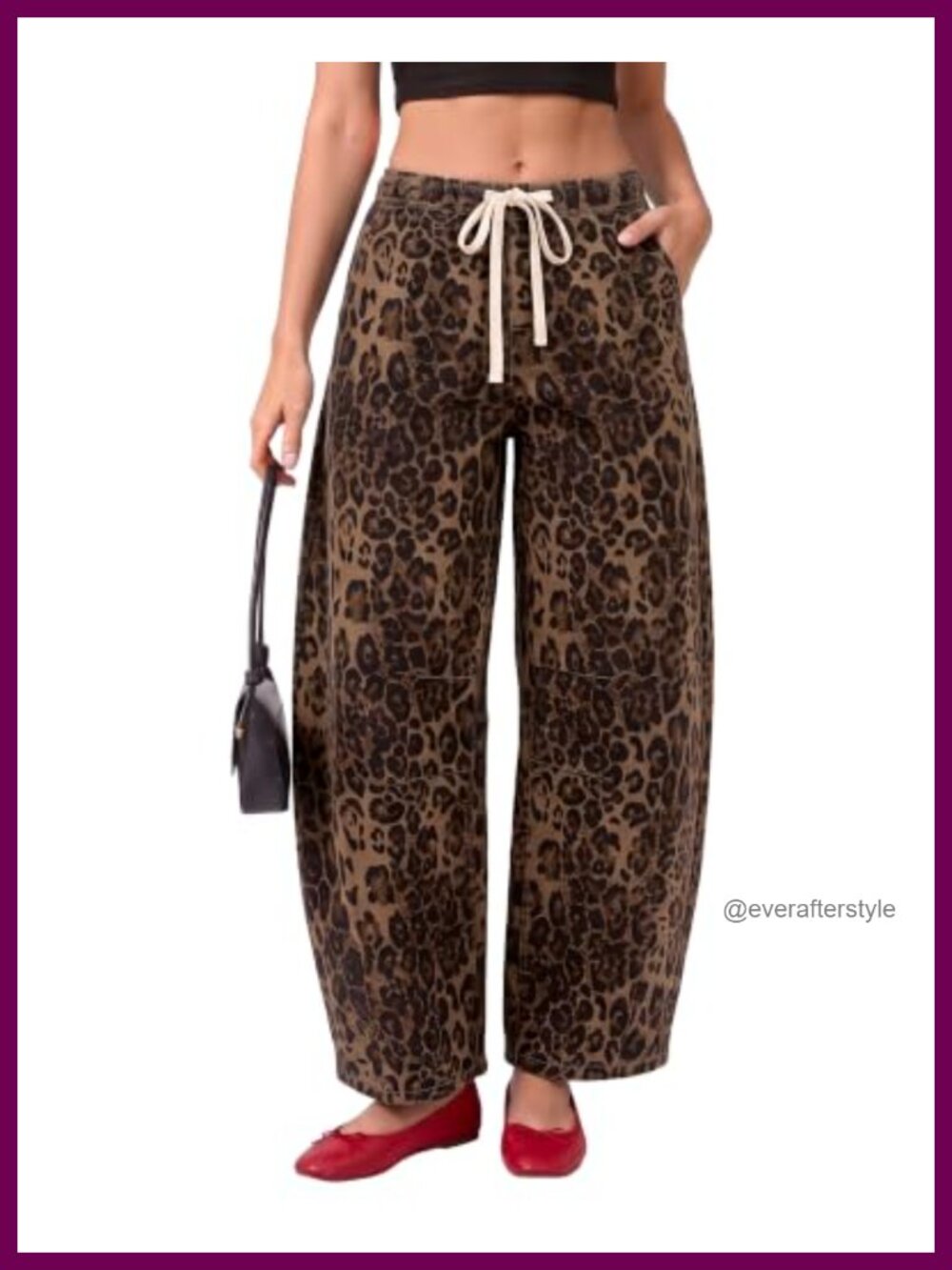 Women's Barrel Jeans Elastic Waist Pull On Drawstring Stretch Denim